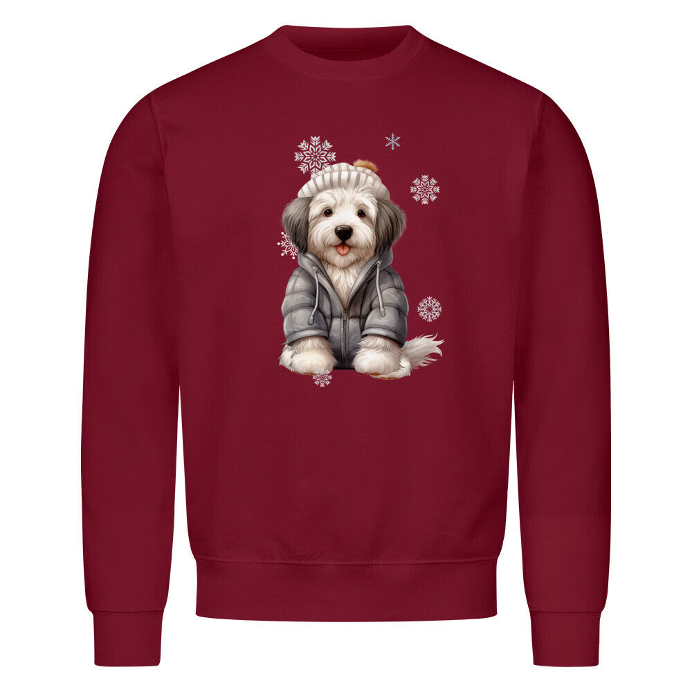 Premium Sweatshirt "Bobtail Winter" Burgunder – hunde-shirt.de