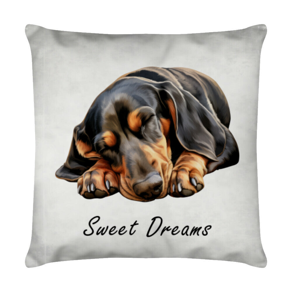 Kissen "Coonhound b/t - Sweet Dreams" Weiß – hunde-shirt.de