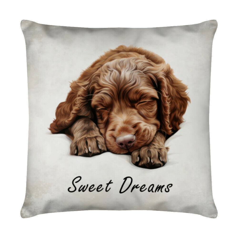 Kissen "American Cocker - Sweet Dreams" Weiß – hunde-shirt.de