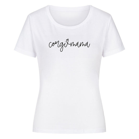 Premium Organic Damen Shirt "Corgi Mama" Weiß – hunde-shirt.de