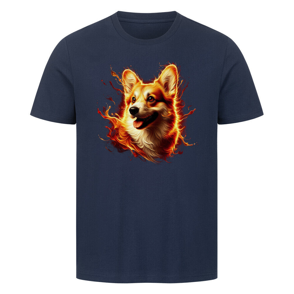 Premium T-Shirt "Corgi - Fire" French Navy – hunde-shirt.de