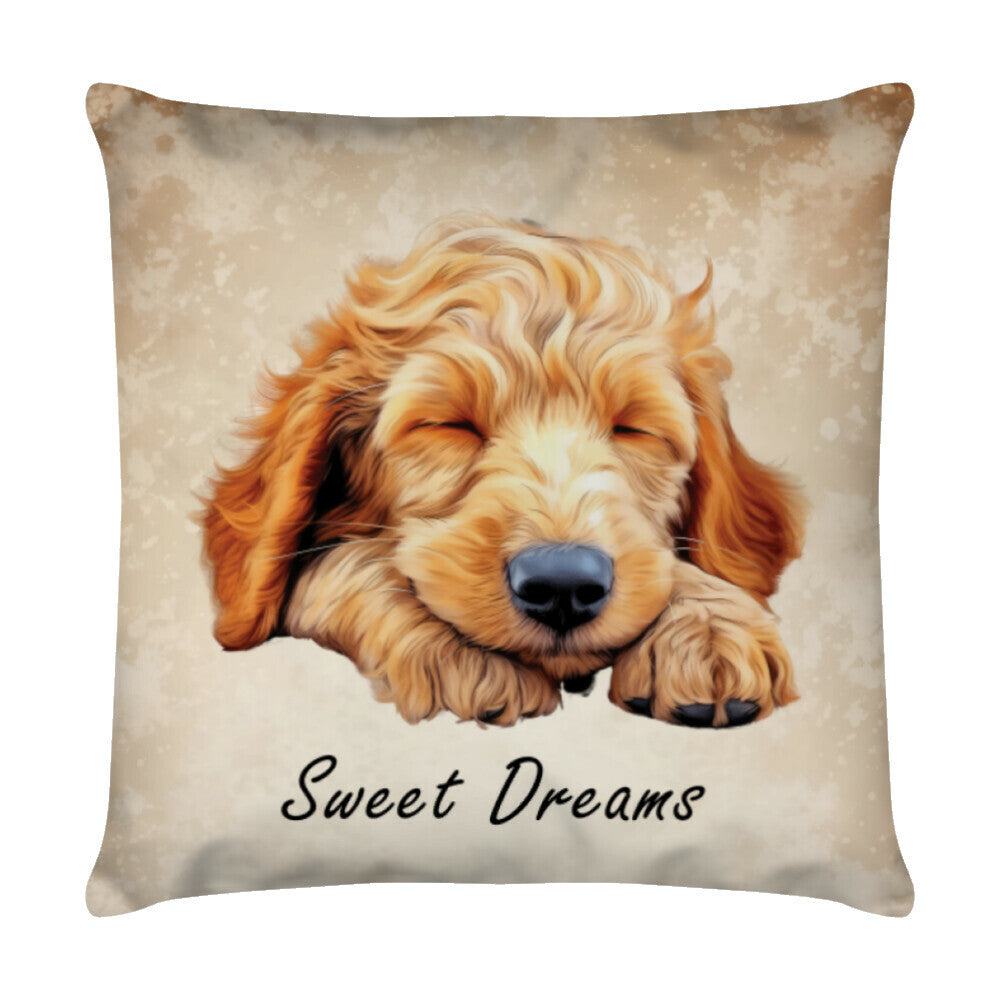 Kissen "Golden Doodle - Sweet Dreams" Weiß – hunde-shirt.de