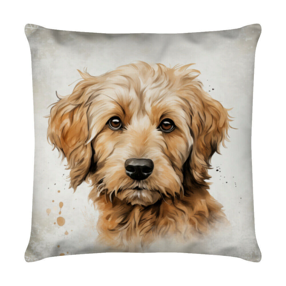 Kissen "Golden Doodle - Portrait" Weiß – hunde-shirt.de