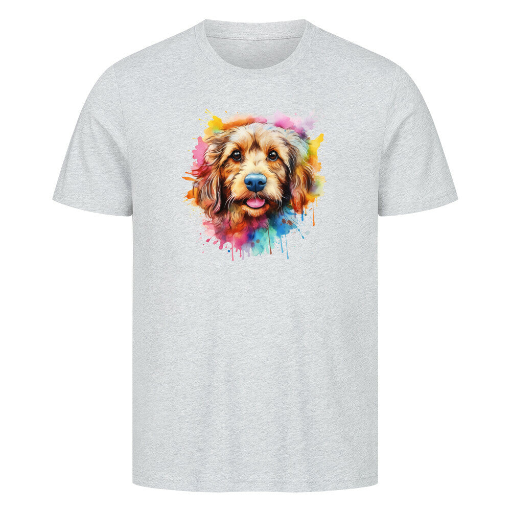 Premium T-Shirt "Golden Doodle Splash" Heather Grey – hunde-shirt.de