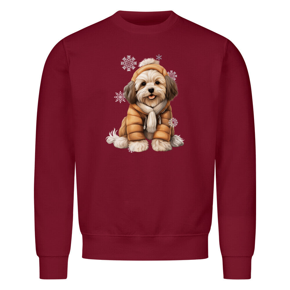 Premium Sweatshirt "Havaneser Winterjacke" Burgunder – hunde-shirt.de