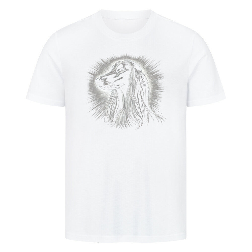 Premium T-Shirt "Afghanischer Windhund Shine" Weiß – hunde-shirt.de