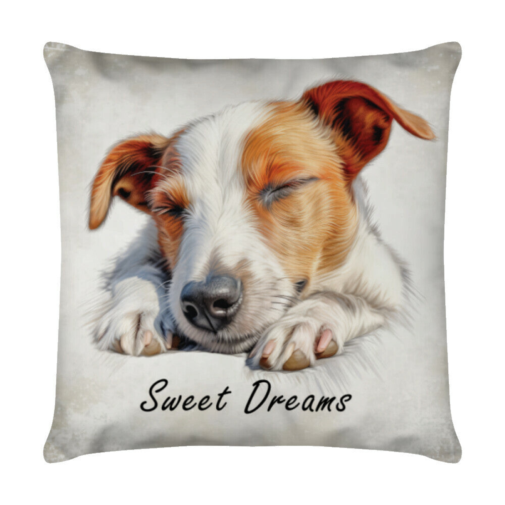 Kissen "Jack Russell Puppy - Sweet Dreams 2" Weiß – hunde-shirt.de