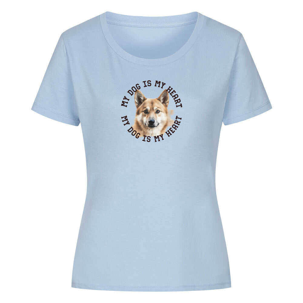 Premium Organic Damen-Shirt "Icelandic - HEART" Sky Blue – hunde-shirt.de