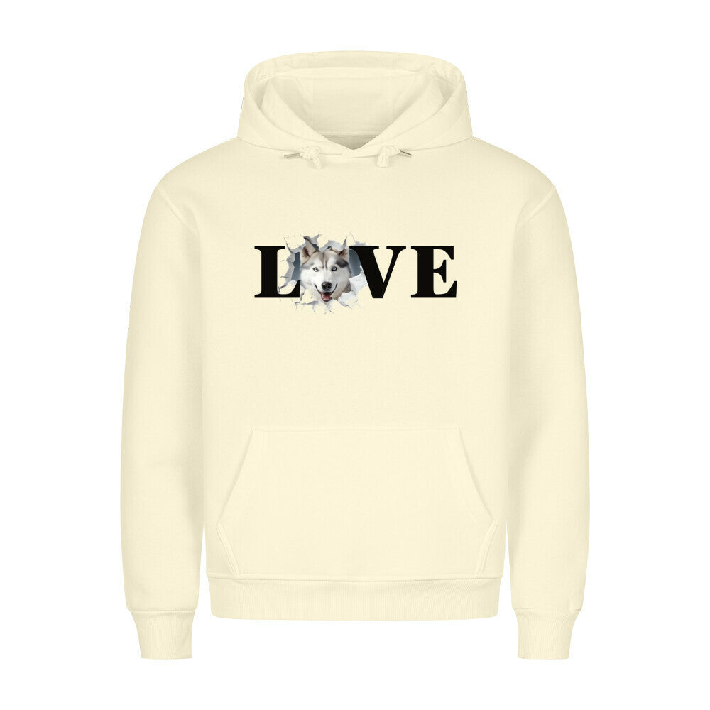 Premium Hoodie "Husky - LOVE" Beige – hunde-shirt.de