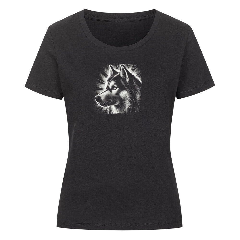 Premium Organic Damen-Shirt "Husky - Shine" Schwarz – hunde-shirt.de