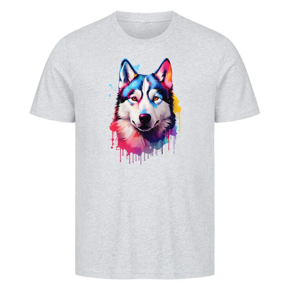 Premium T-Shirt "Husky - Paint" Heather Grey – hunde-shirt.de