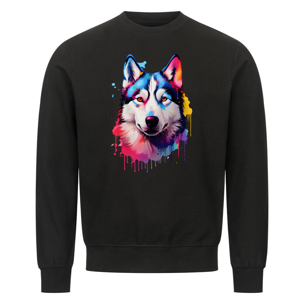 Premium Sweatshirt "Husky - Paint" Schwarz – hunde-shirt.de