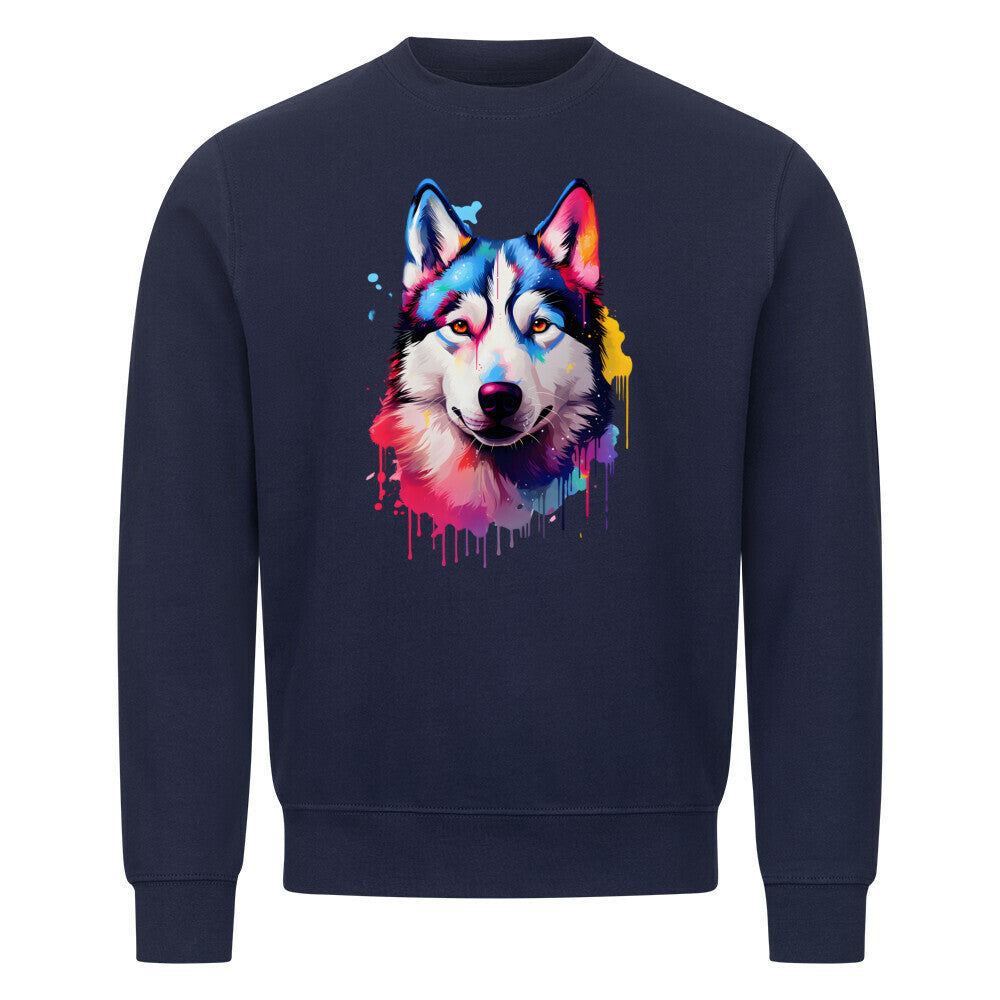 Premium Sweatshirt "Husky - Paint" Navy Blue – hunde-shirt.de