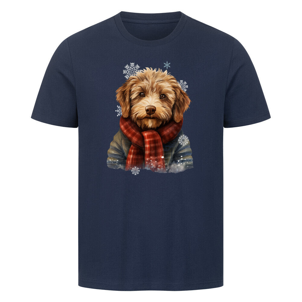 Premium T-Shirt "Labradoodle Winter rot" French Navy – hunde-shirt.de