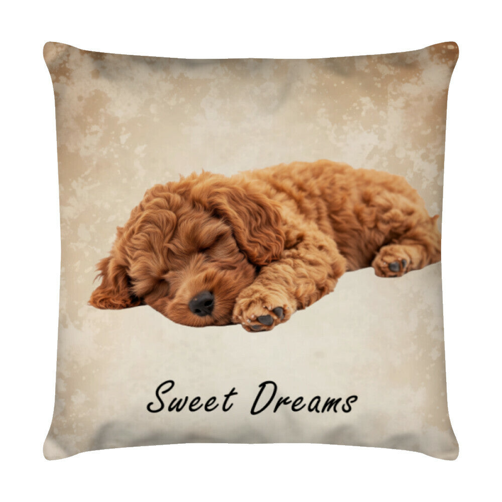 Kissen "Labradoodle Puppy - Sweet Dreams" Weiß – hunde-shirt.de