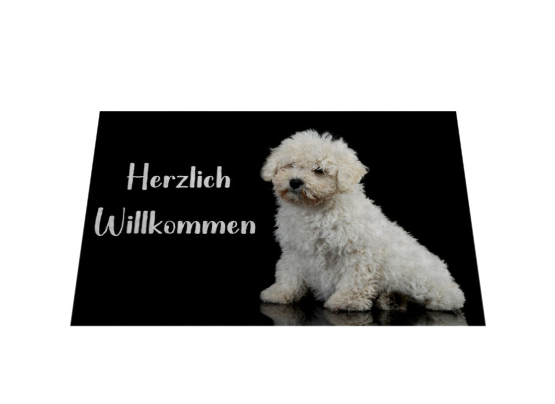Fußmatte "Maltipoo weiß - Herzlich Willkommen" – hunde-shirt.de