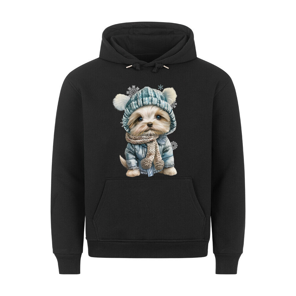 Premium Hoodie "Maltipoo - Winter" Schwarz – hunde-shirt.de