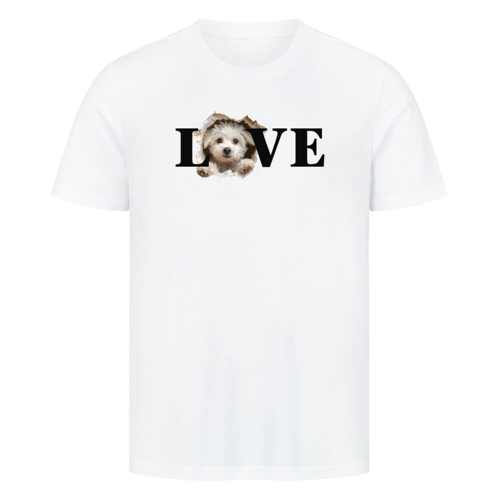 Premium T-Shirt "Maltipoo - LOVE" Weiß – hunde-shirt.de