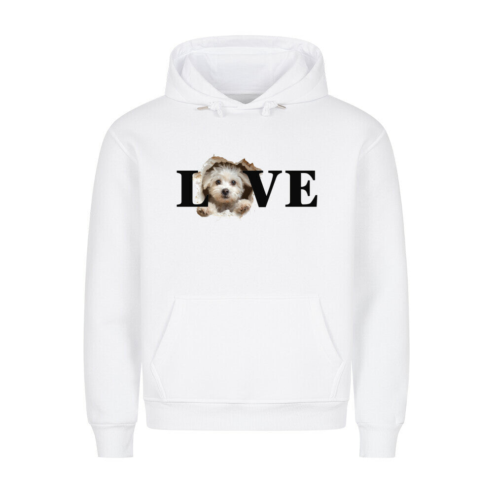 Premium Hoodie "Maltipoo - LOVE" Weiß – hunde-shirt.de