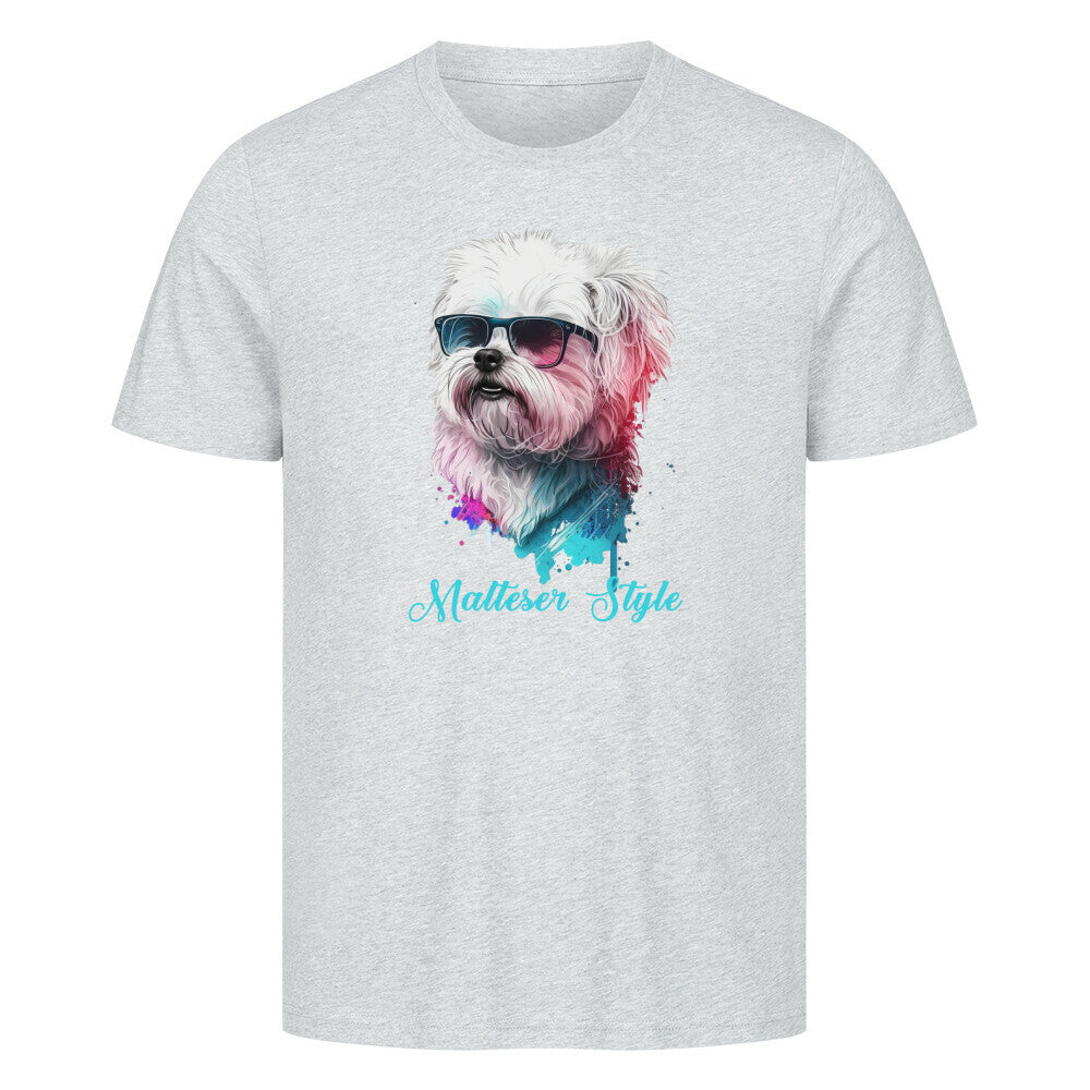Premium T-Shirt "Malteser - Style" Heather Grey – hunde-shirt.de