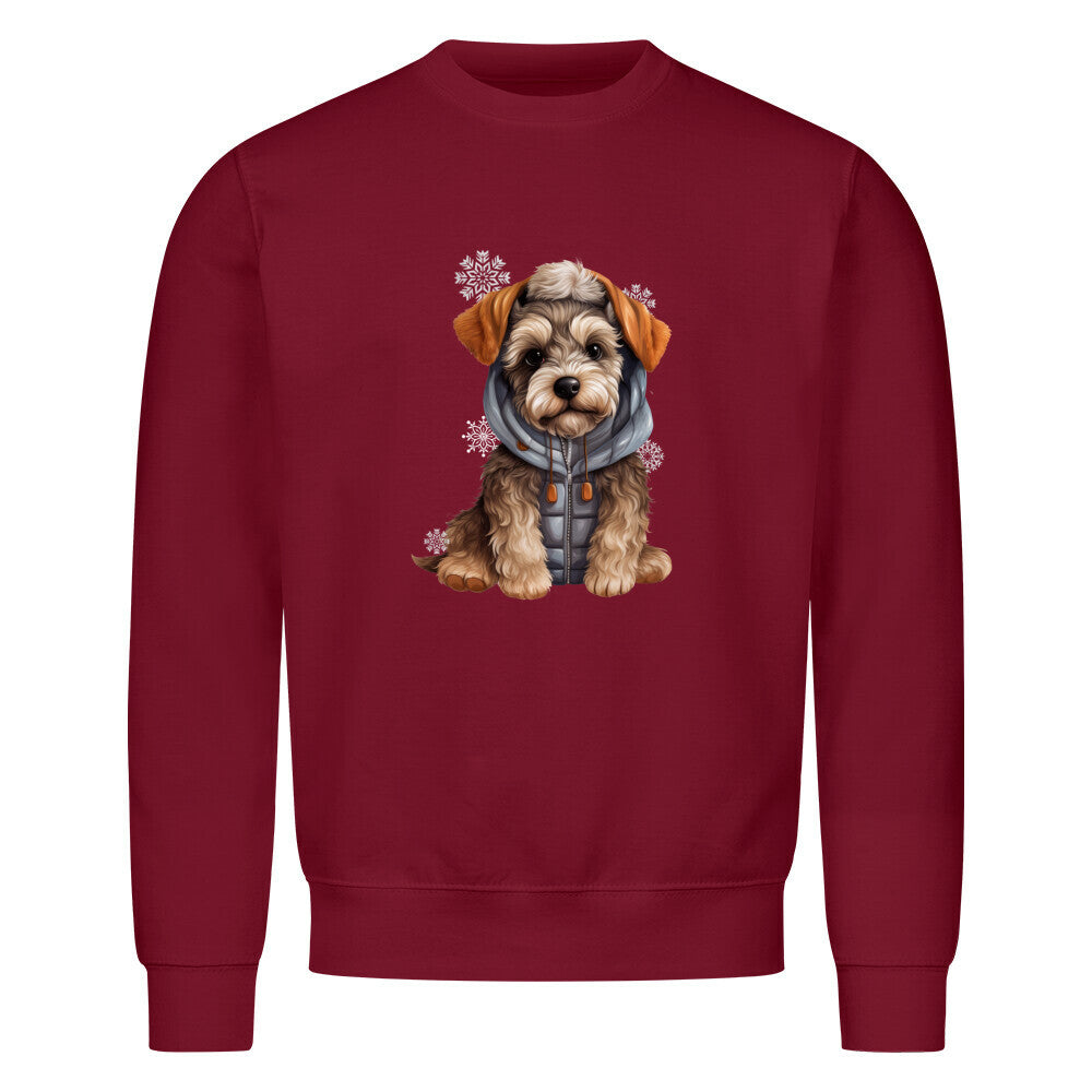 Premium Sweatshirt "Zwergschnauzer Winterbub" Burgunder – hunde-shirt.de