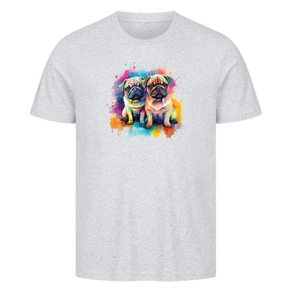 Premium T-Shirt "Mops - Duo" Heather Grey – hunde-shirt.de