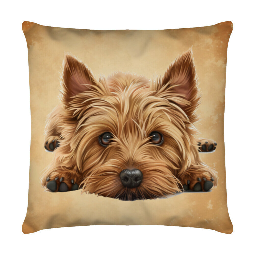 Kissen "Norwich Terrier - Pause" Weiß – hunde-shirt.de