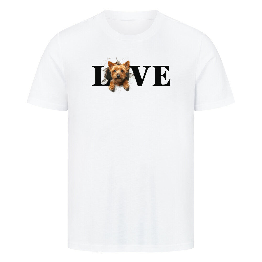 Premium T-Shirt "Norwich Terrier - LOVE" Weiß – hunde-shirt.de
