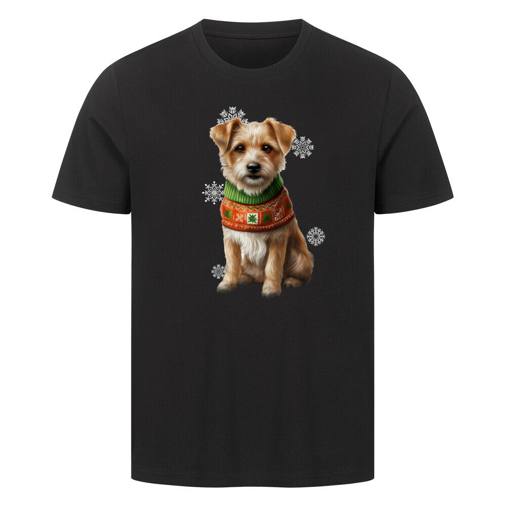 Premium T-Shirt "Norfolk Terrier - Winter" Schwarz – hunde-shirt.de