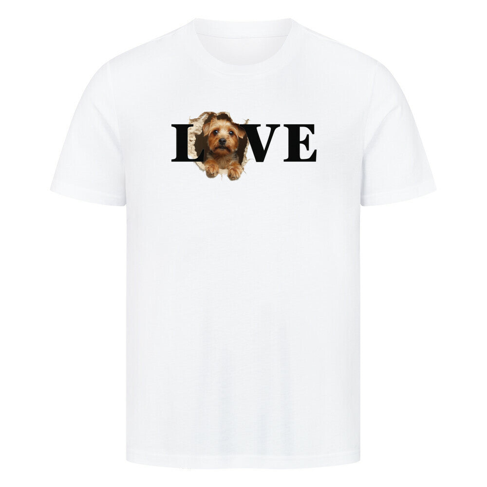 Premium T-Shirt "Norfolk Terrier - LOVE" Weiß – hunde-shirt.de