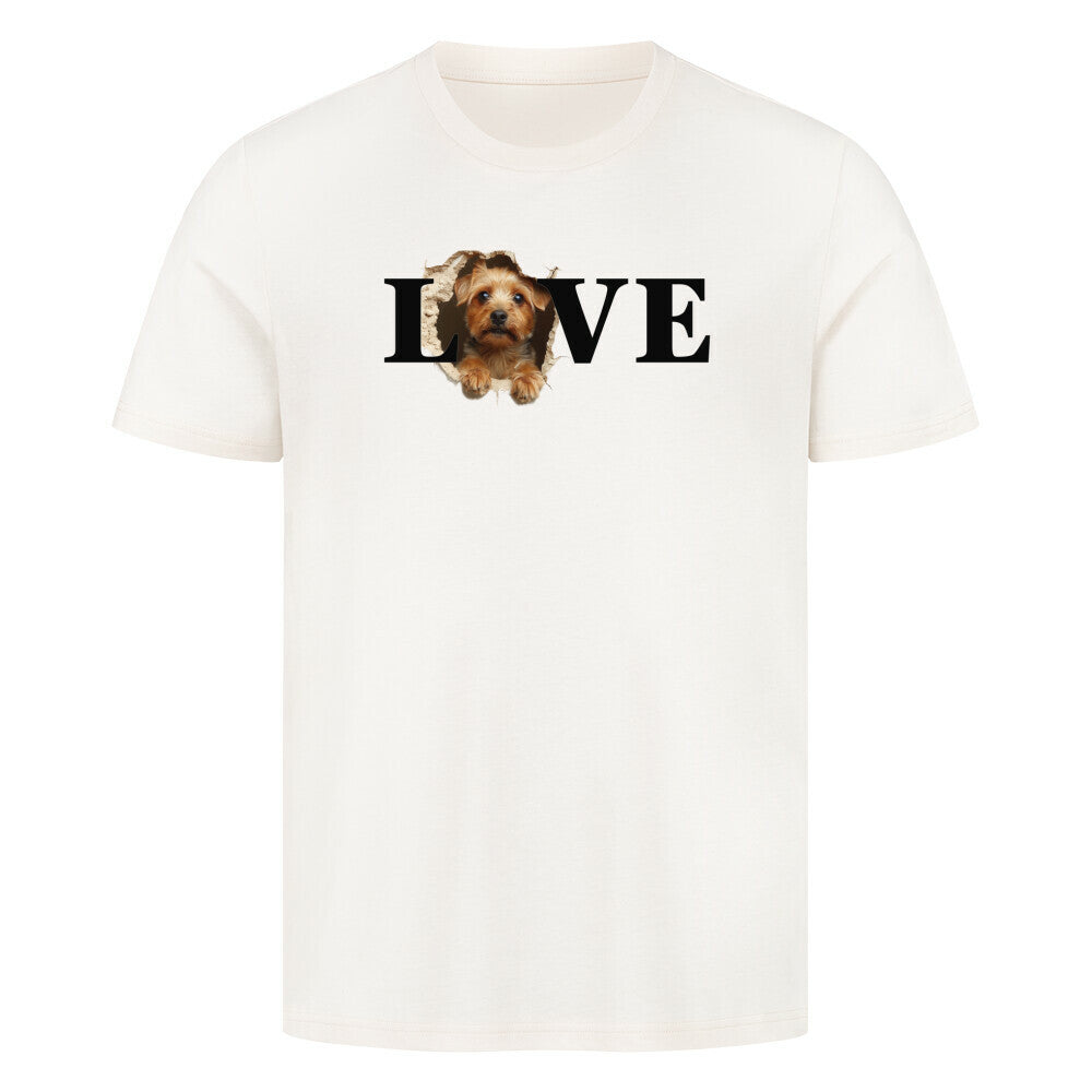 Premium T-Shirt "Norfolk Terrier - LOVE" Natural Raw – hunde-shirt.de