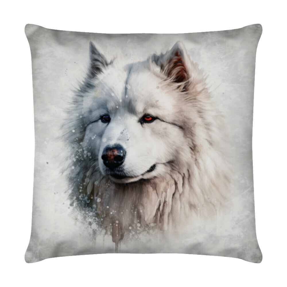 Kissen "Samoyed - Portrait" Weiß – hunde-shirt.de