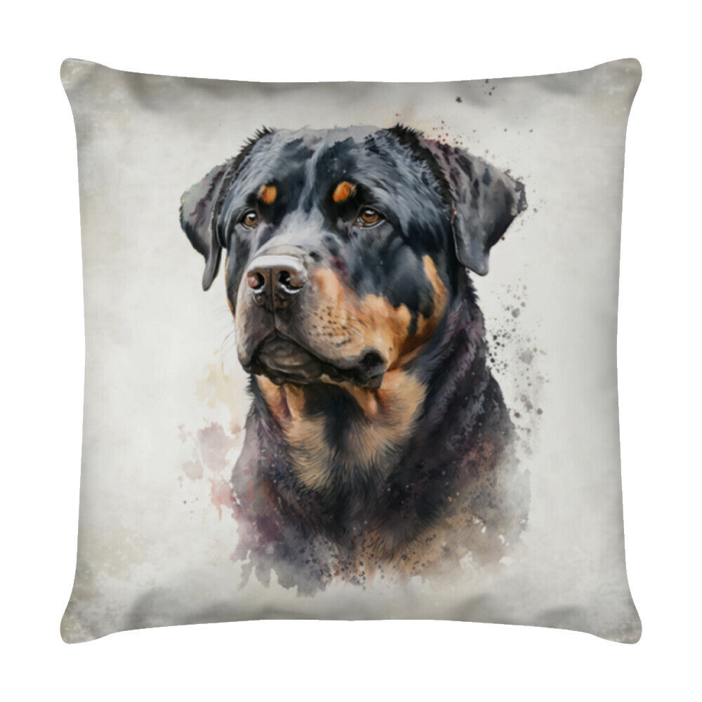 Kissen "Rottweiler - Beige" Weiß – hunde-shirt.de
