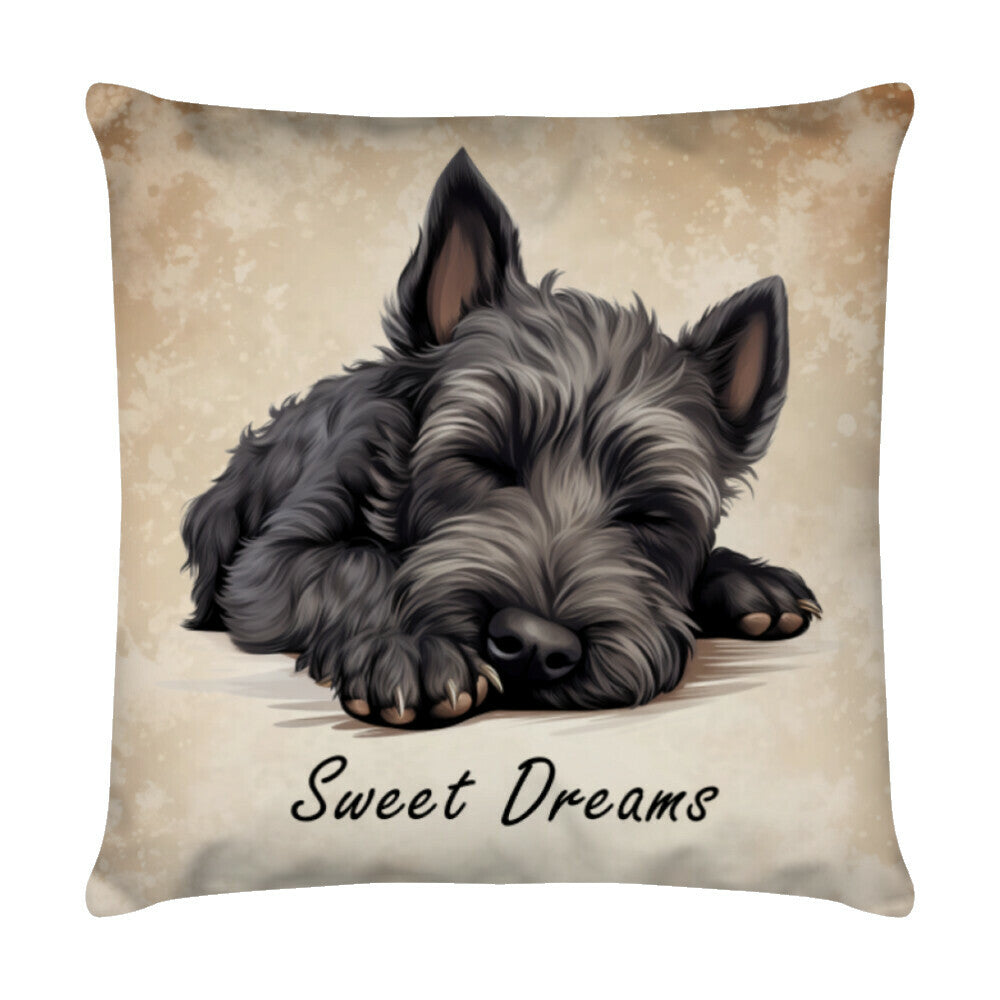 Kissen "Scottish Terrier - Sweet Dreams" Weiß – hunde-shirt.de