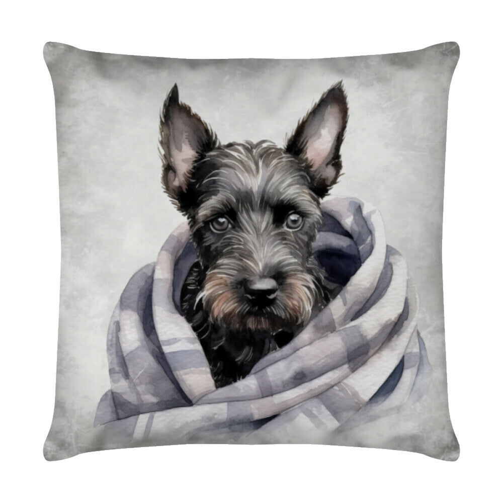 Kissen "Scottish Terrier - Kuscheln" Weiß – hunde-shirt.de