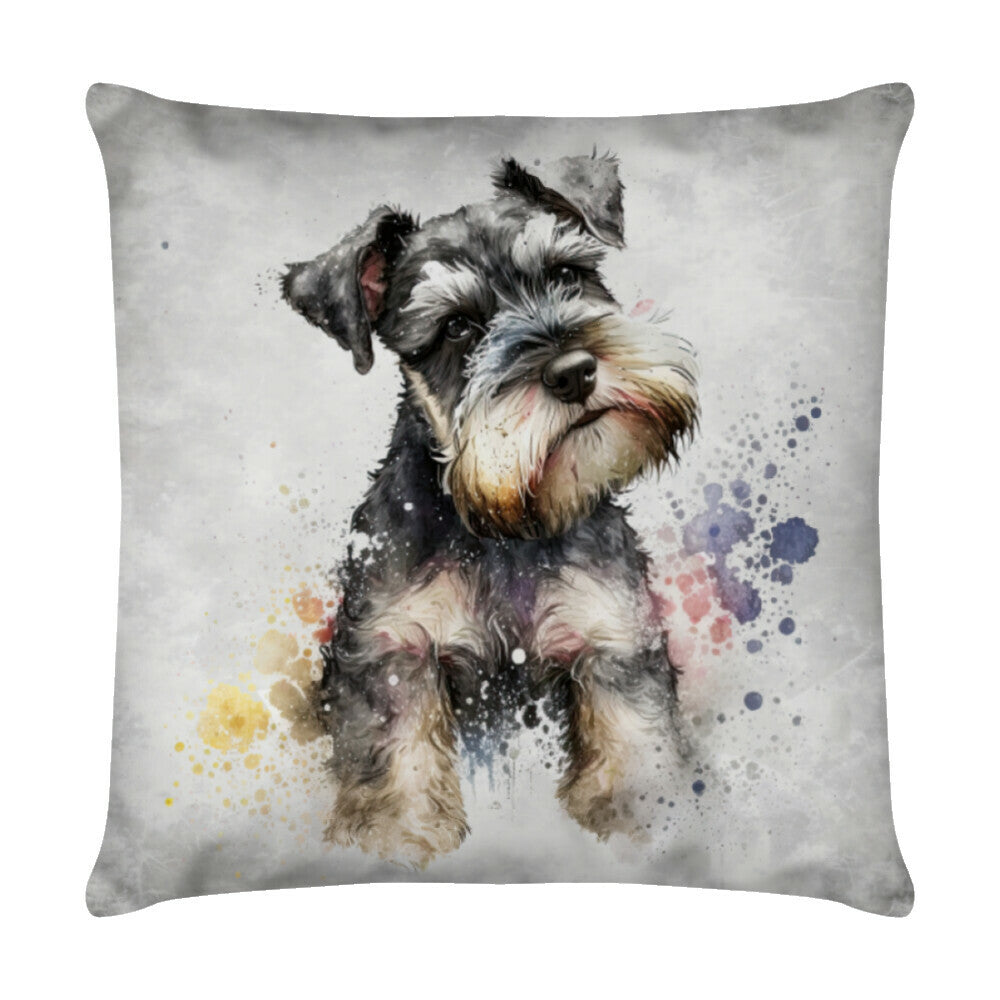 Kissen "Schnauzer - Klecks" Weiß – hunde-shirt.de