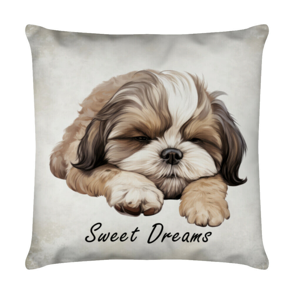 Kissen "Shih Tzu - Sweet Dreams 2" Weiß – hunde-shirt.de