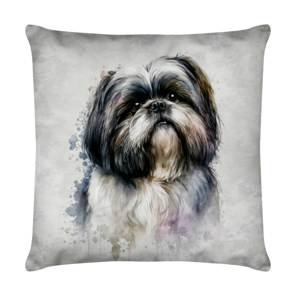 Kissen "Shih Tzu - Grau" Weiß – hunde-shirt.de