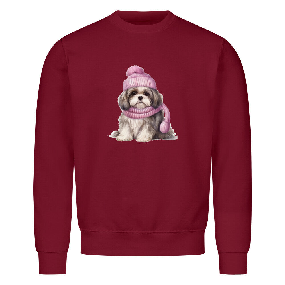 Premium Sweatshirt "Shih Tzu - Winter" Burgunder – hunde-shirt.de