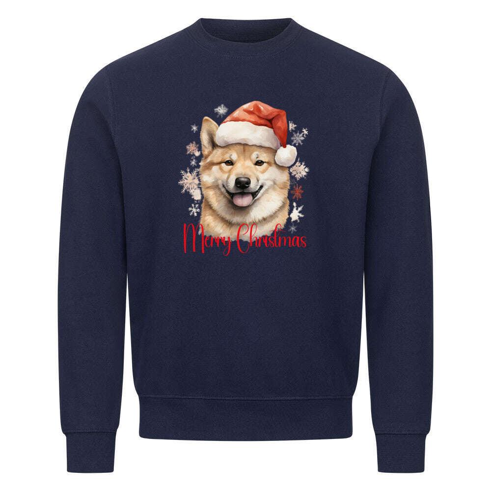 Premium Sweatshirt "Shiba Inu - Merry Christmas" Navy Blue – hunde-shirt.de