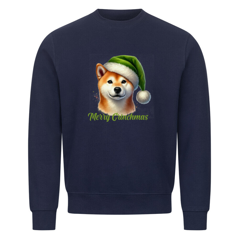 Premium Sweatshirt "Shiba Inu - Merry Grinchmas" Navy Blue – hunde-shirt.de