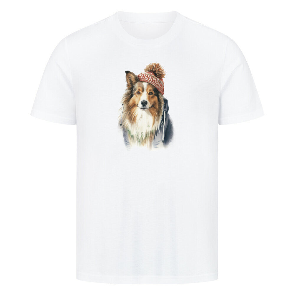 Premium T-Shirt "Sheltie - Frost" Weiß – hunde-shirt.de