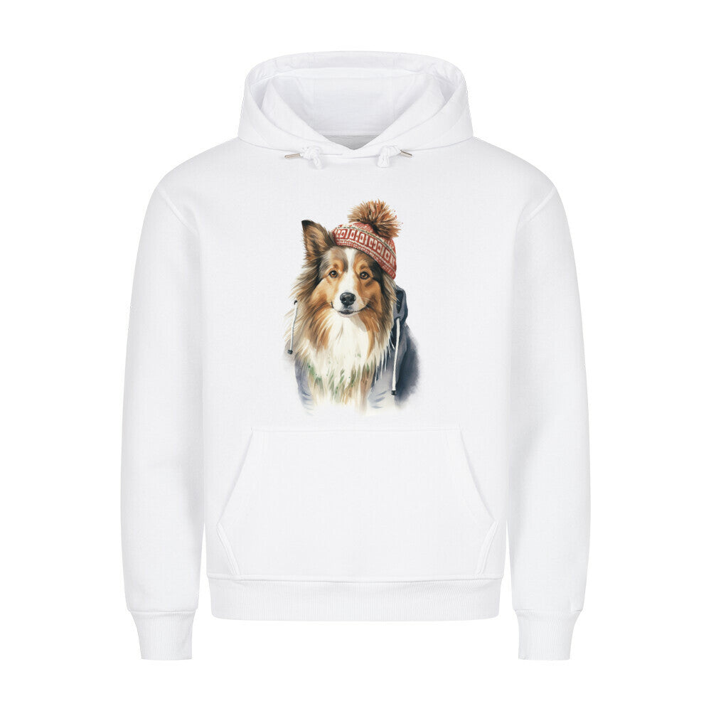 Premium Hoodie "Sheltie - Frost" Weiß – hunde-shirt.de