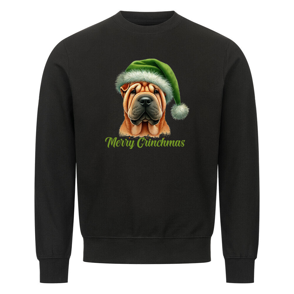 Premium Sweatshirt "Shar Pei - Merry Grinchmas" Schwarz – hunde-shirt.de