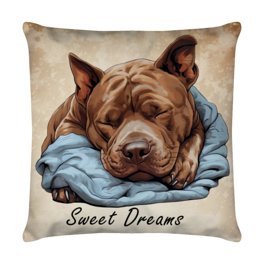 Kissen "American Bully XL / XXL - Sweet Dreams 2" Weiß – hunde-shirt.de
