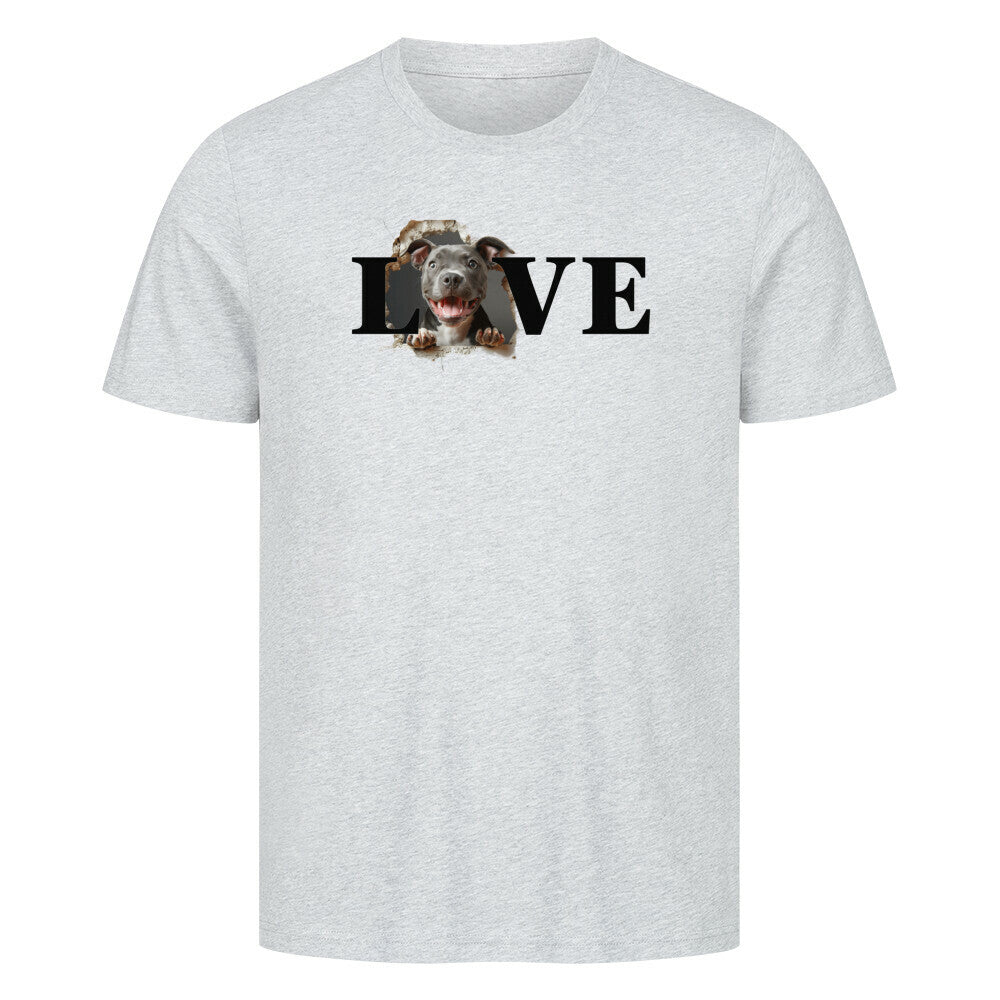 Premium T-Shirt "Pit Bull - LOVE" Heather Grey – hunde-shirt.de