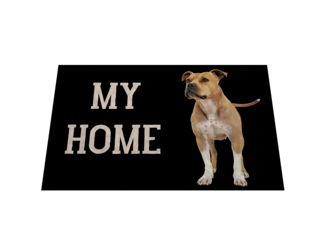 Fußmatte "American Staffordshire Terrier ( hell ) - My Home" – hunde-shirt.de