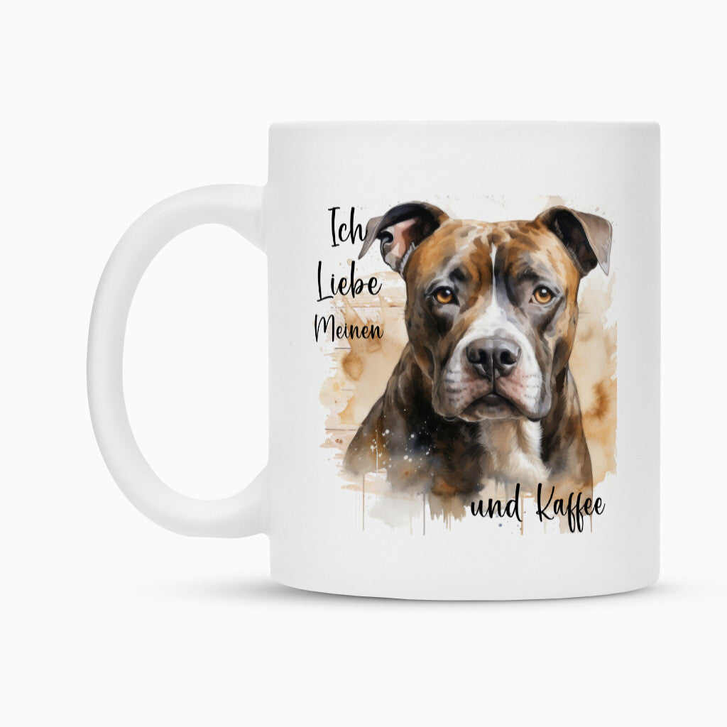Tasse "AmStaff ( dunkelbraun ) - Ich liebe..." – hunde-shirt.de