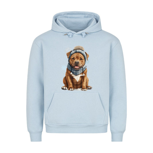 Premium Hoodie "Staffordshire Bull Terrier - Winterbub" Babyblau – hunde-shirt.de
