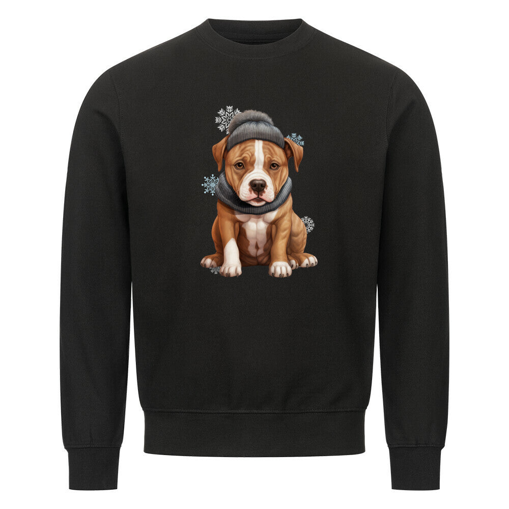 Premium Sweatshirt "AmStaff- Winterbub" Schwarz – hunde-shirt.de